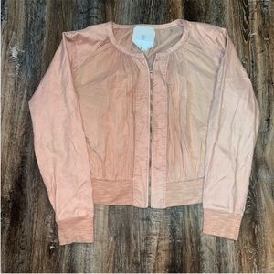 Anthropologie Hei Hei Zip up Peach Top Size Medium Bomber Jacket Lightweight